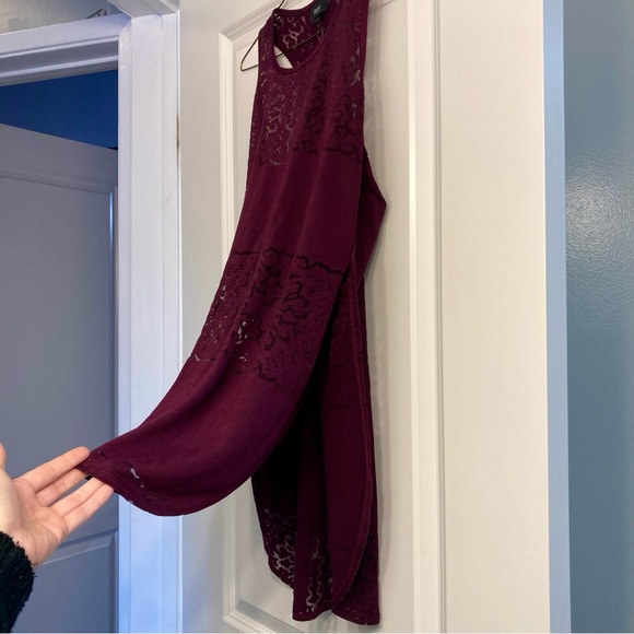 Mossimo High Low Long Burgundy Tank Top - Picture 5 of 6